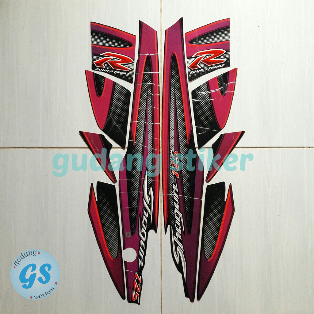Striping Stiker Motor Suzuki Shogun 125r 2006 full hitam-ungu