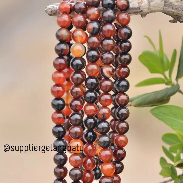 Carnelian grosir bahan batu akik gelang kalung agate blackred aksesoris fashion star seller