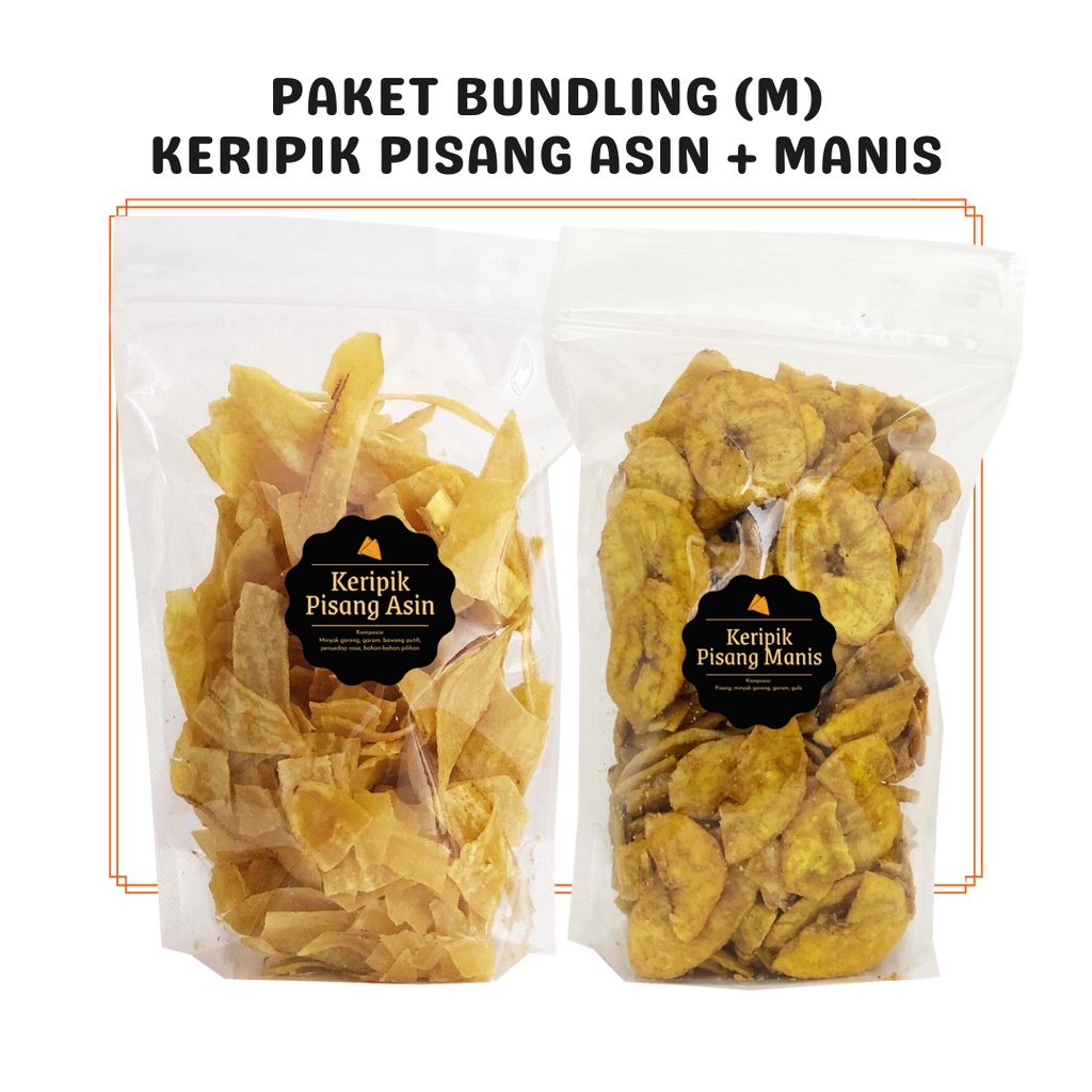 

Kripik Keripik Pisang Manis Paket Bundling (M) Special Bundle Package Asin + Manis Snack Kiloan