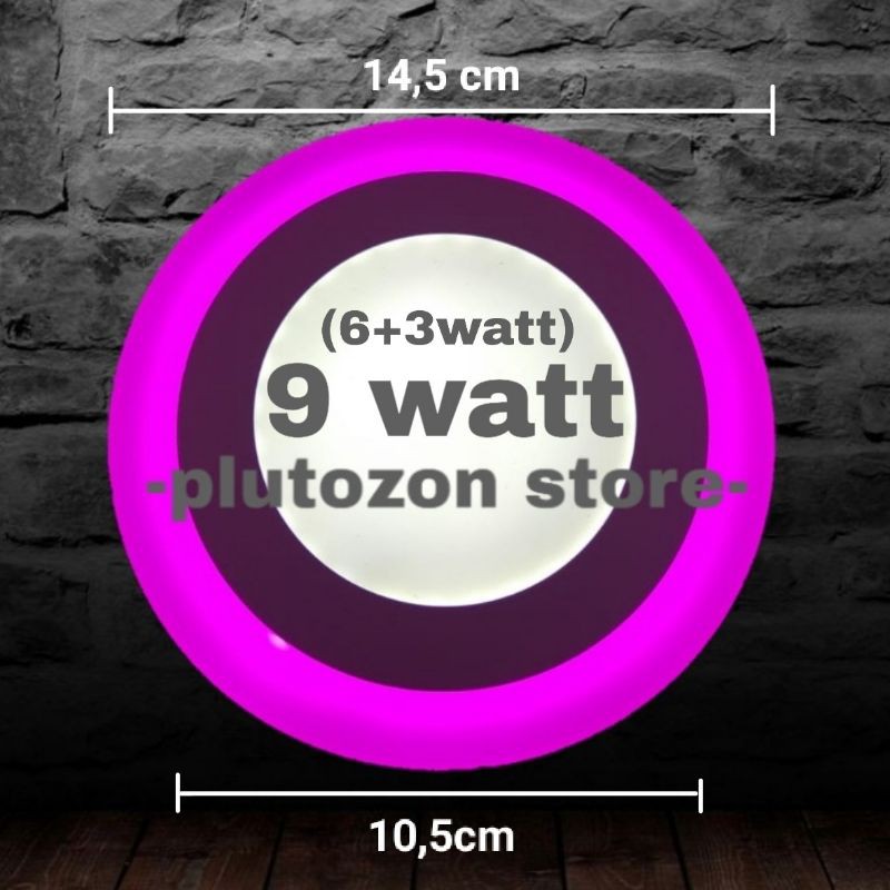 (9WATT) LAMPU DOWNLIGHT LED LAMPU PLAFON 2 WARNA LIST PINK