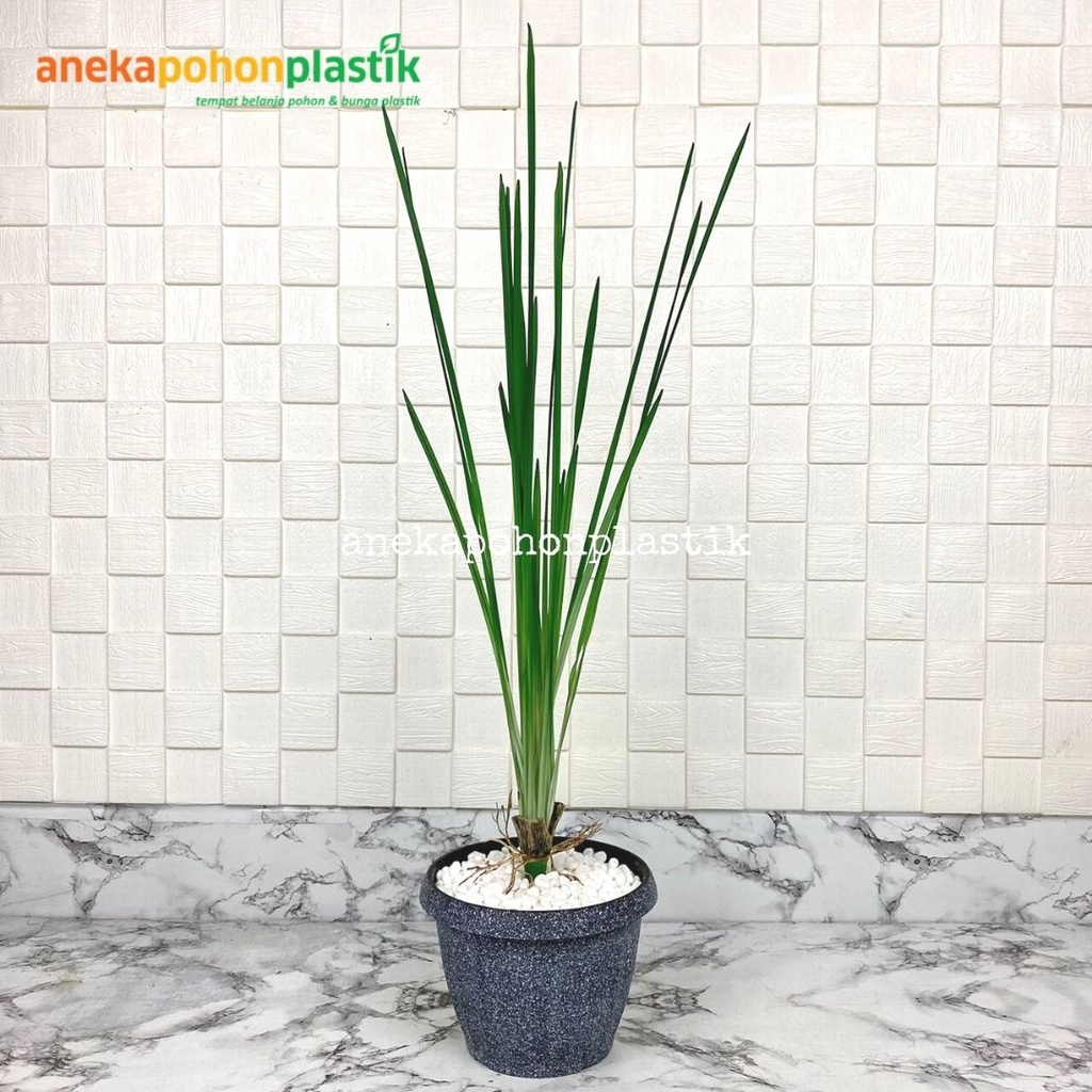 Pohon Kucai Plastik Pohon Kucai Artificial Pot Batu Alam Palsu Pajangan Hiasan Ruangan Meja Dekorasi