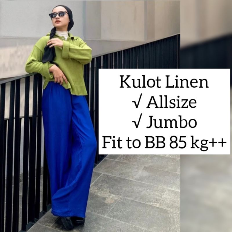 Laura Slim Kulot Highwaist / Kulot Linen Jumbo / Kulot jumbo celana jumbo wanita