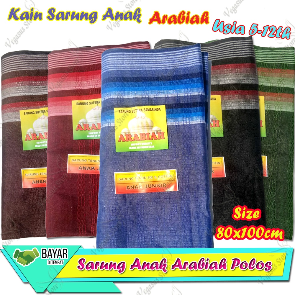 Sarung Anak Laki junior SD-SMP Warna Polos-Kain Sarung Anak Laki Tenun Arabiah anak Junior-Vegasus(COD)