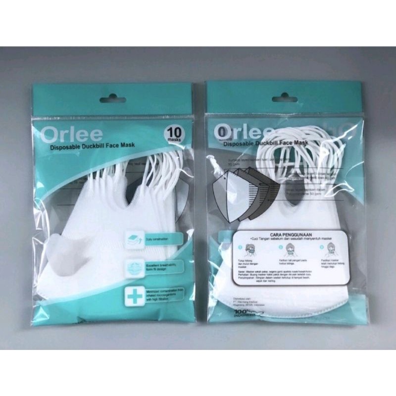 Masker Duckbill isi 50 maker orlee 3ply Dewasa isi 50 masker Orlee 3D Face Mask Earloop Kemenkes