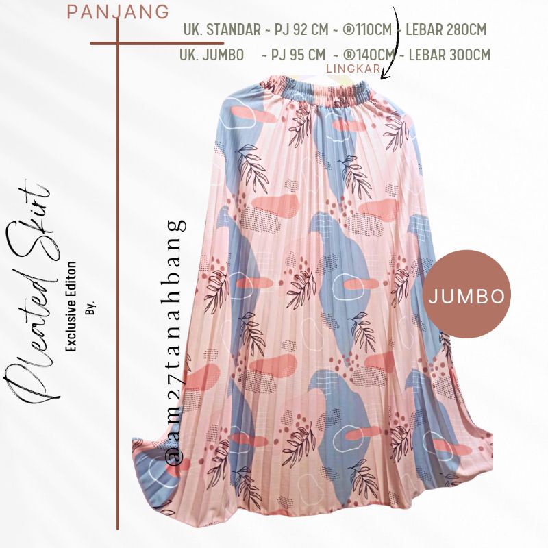 AM27 ROK PLISKET WANITA DEWASA Panjang Muslim MOTIF KEMBANG LILY + EXCLUSIVE JUMBO