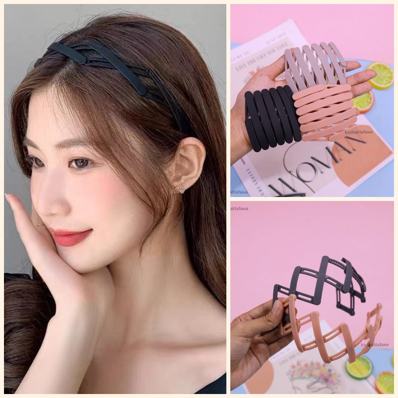 [BISA PILIH WARNA] Bando Lipat Fashion Korean / Aksesoris Rambut Style Bandana Elastis Polos Premium Magic Folded Perempuan Babycinnamon