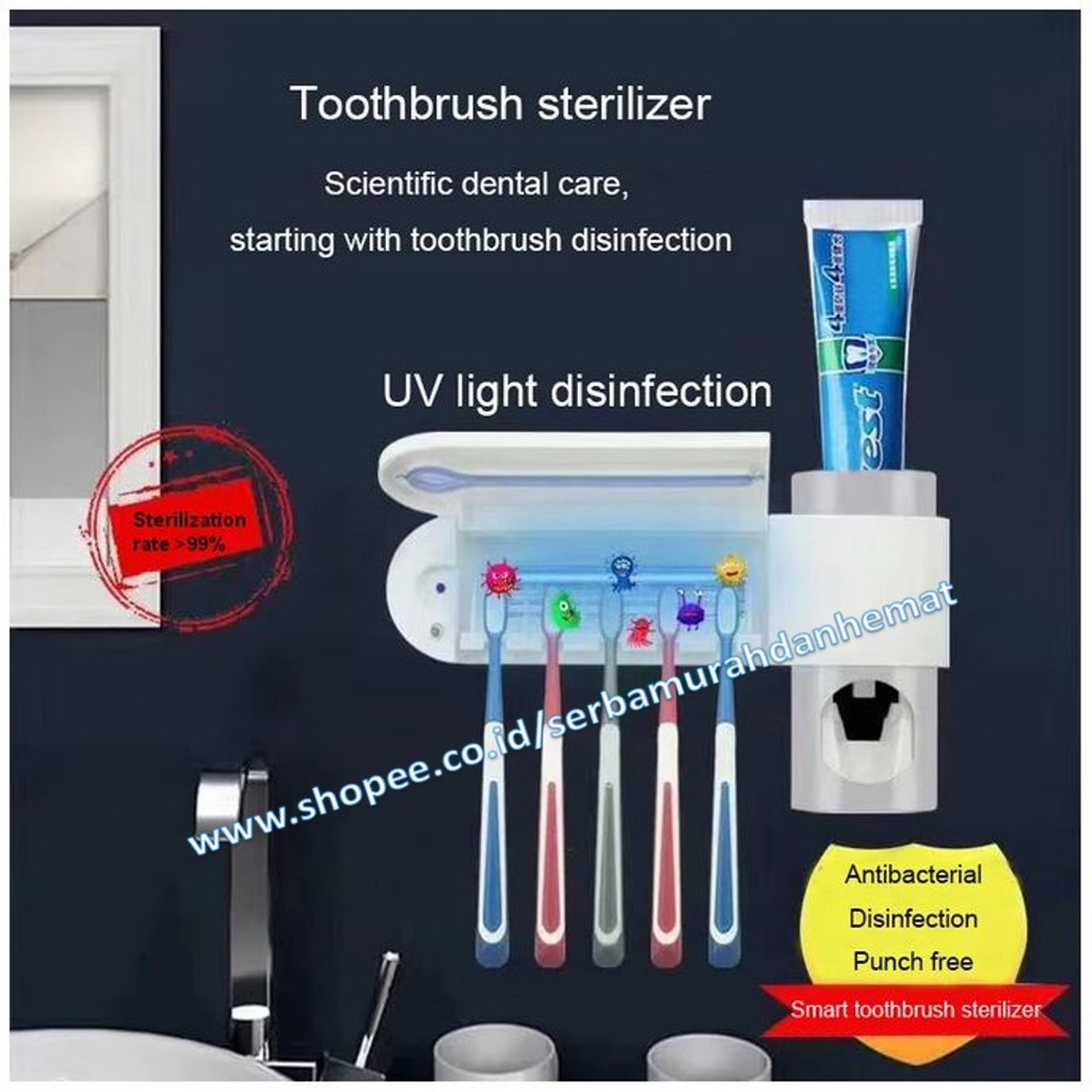 Dispenser Odol Steril UV Anti Bakteri Virus Kuman Sikat Gigi 2in1 CE Toothpaste Toothbrush Sterilizer