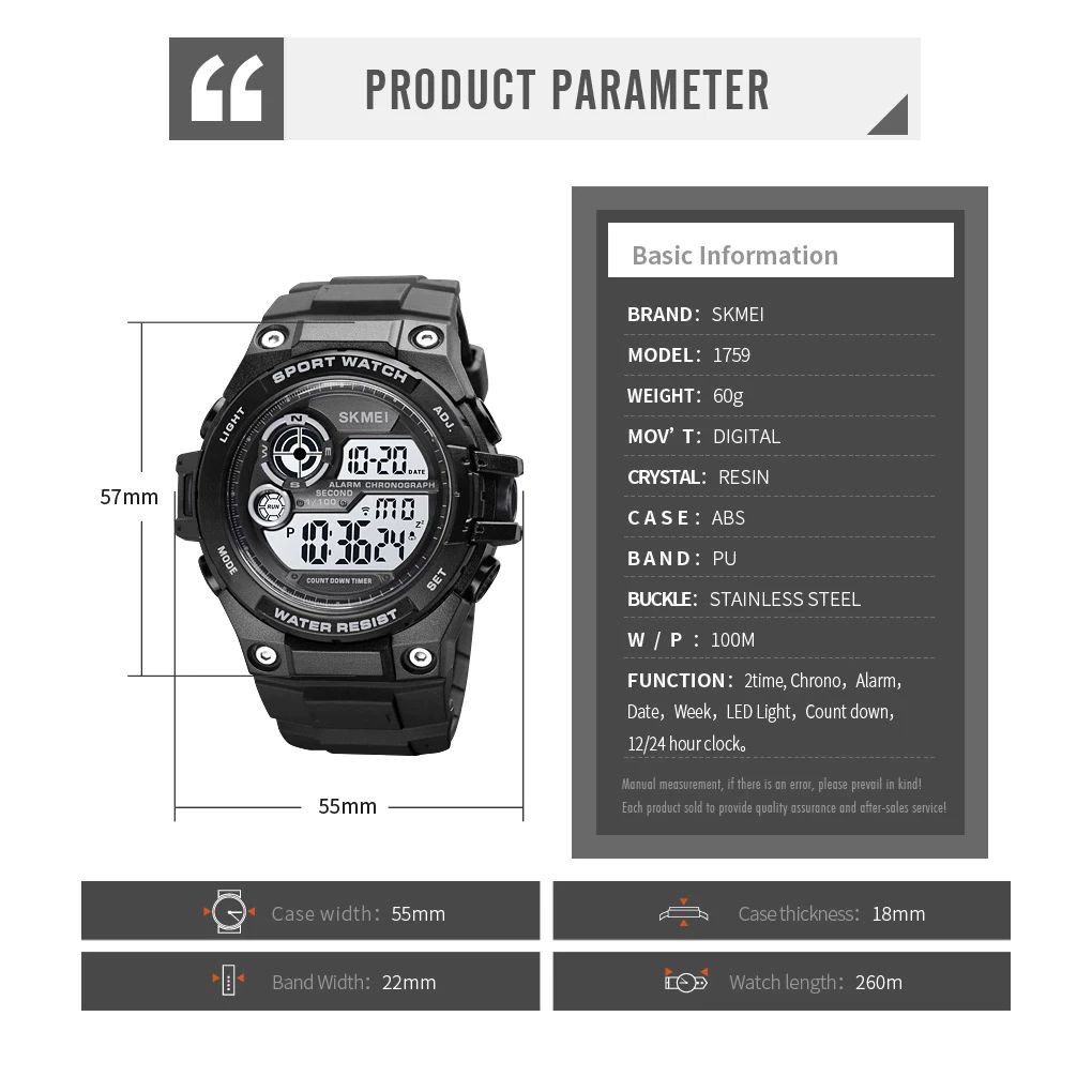 SKMEI 1759 Jam Tangan Pria Digital Anti Air 10 Bar WATCHKITE WKOS