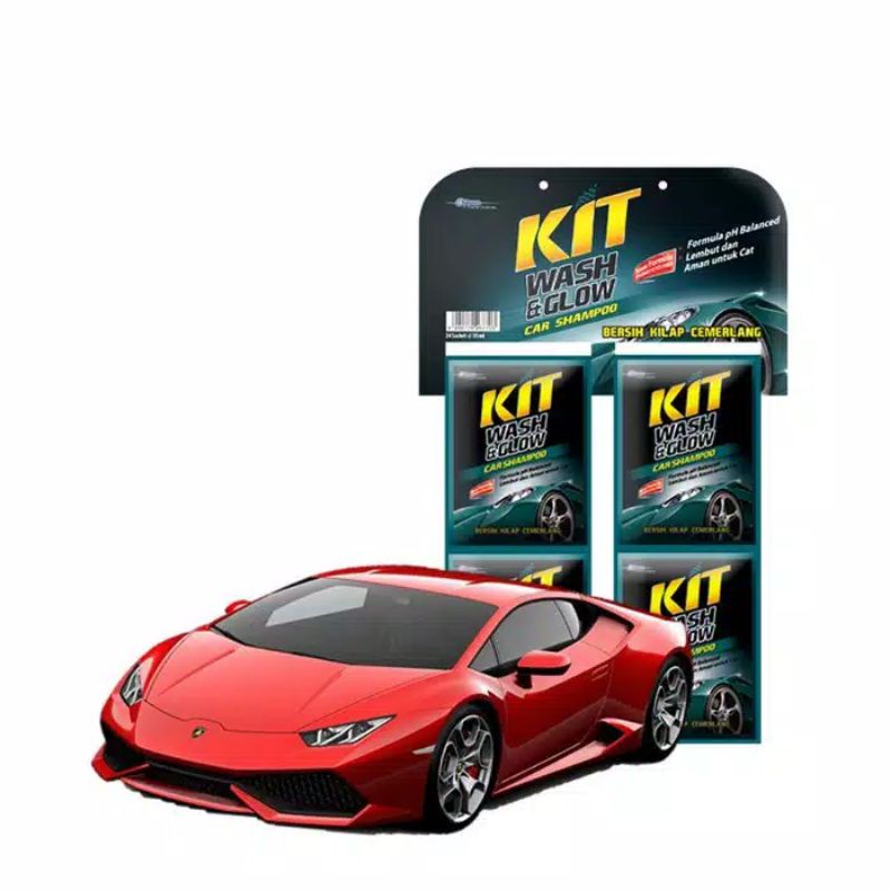 Kit Wash &amp; Glow Car Sachet 30Ml Shampoo Cuci Mobil Motor Kendaraan Perawatan Bersih Kilap Cemerlang