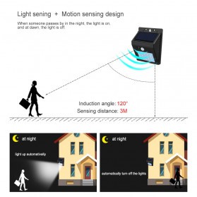 Lampu Solar Sensor Gerak Outdoor Weatherproof 20 LED 1 PCS - L23 - Black