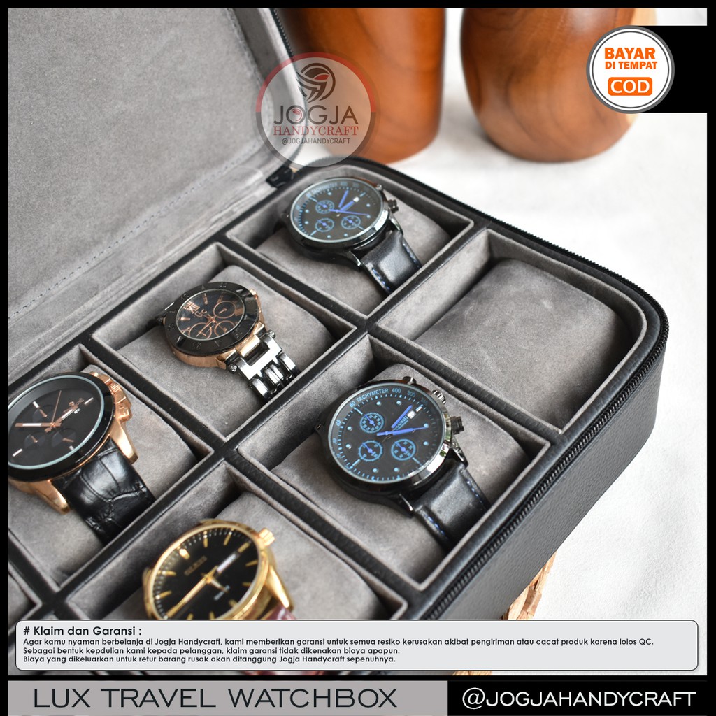 8 Slots PREMIUM Travel Watch Box Jumbo / Tempat Jam tangan / Kotak Jam Tangan / Watch Case