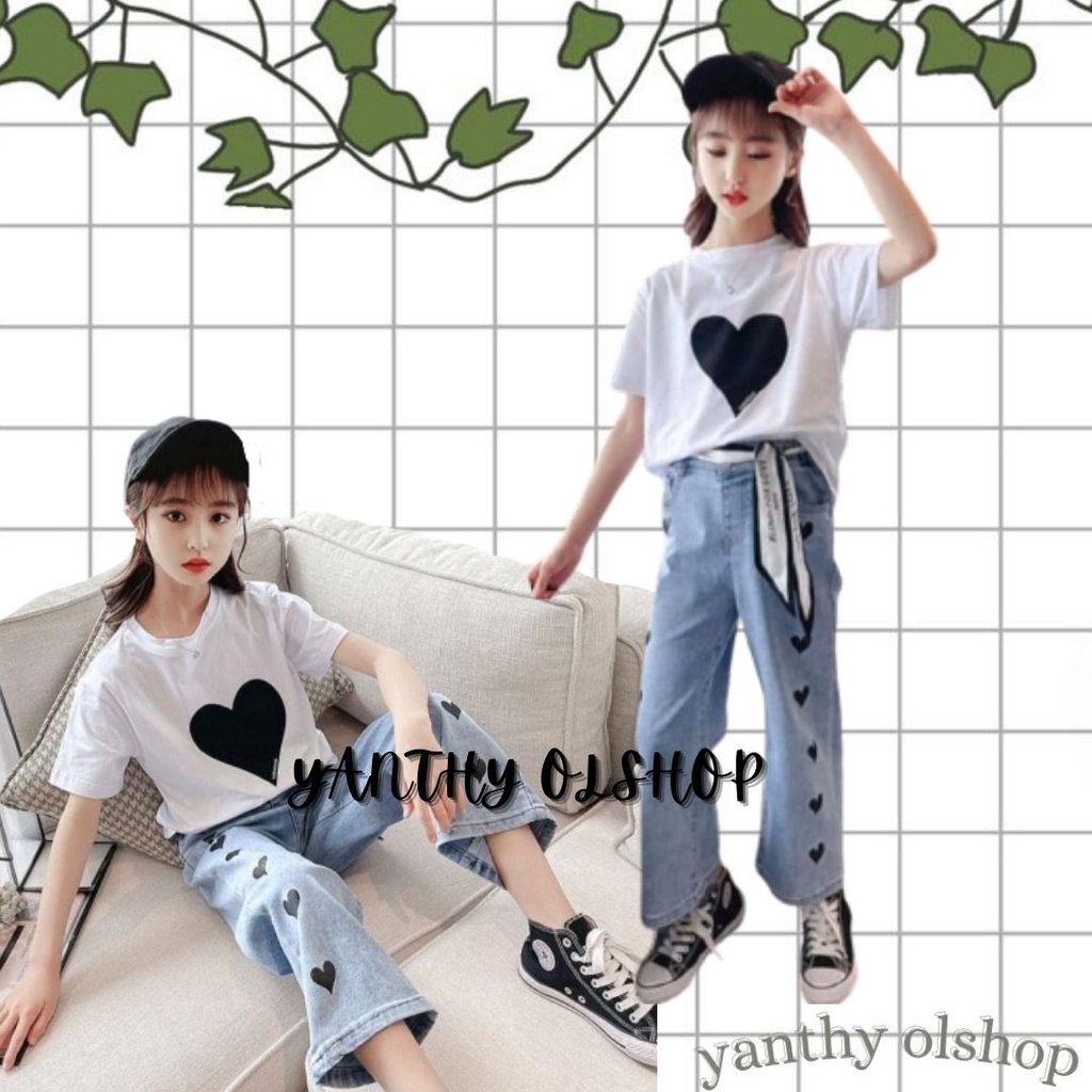 kulot jeans anak bordir usia 10-18th