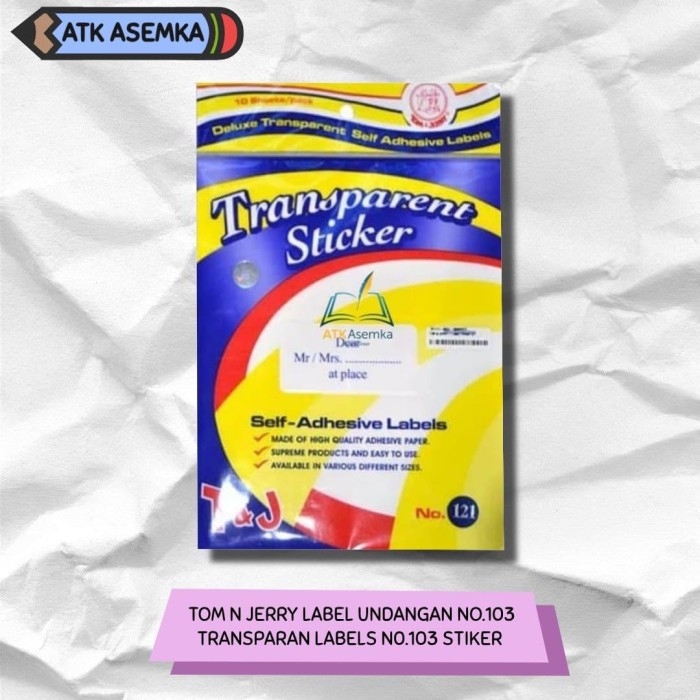 

TOM N JERRY LABEL UNDANGAN NO.103 TRANSPARAN LABELS N0.103 STIKER Atk