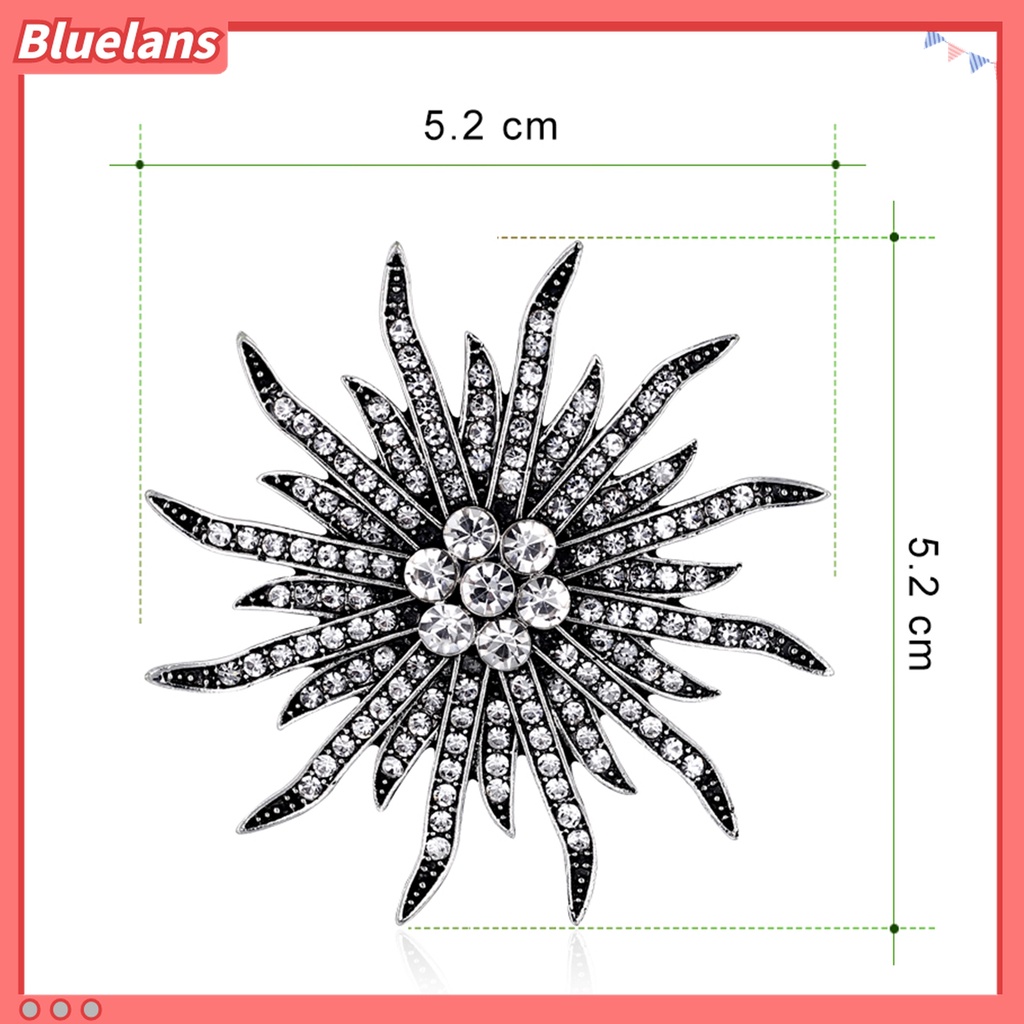 Bros Pin Bentuk Bunga Bahan Alloy Aksen Berlian Imitasi Gaya Vintage