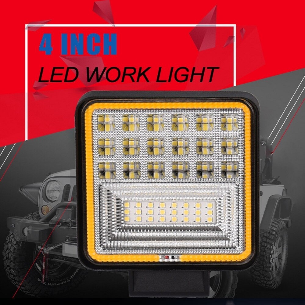 Work Light 126W LED Tembak Offroad 2 warna KOTAK 4 inch 666