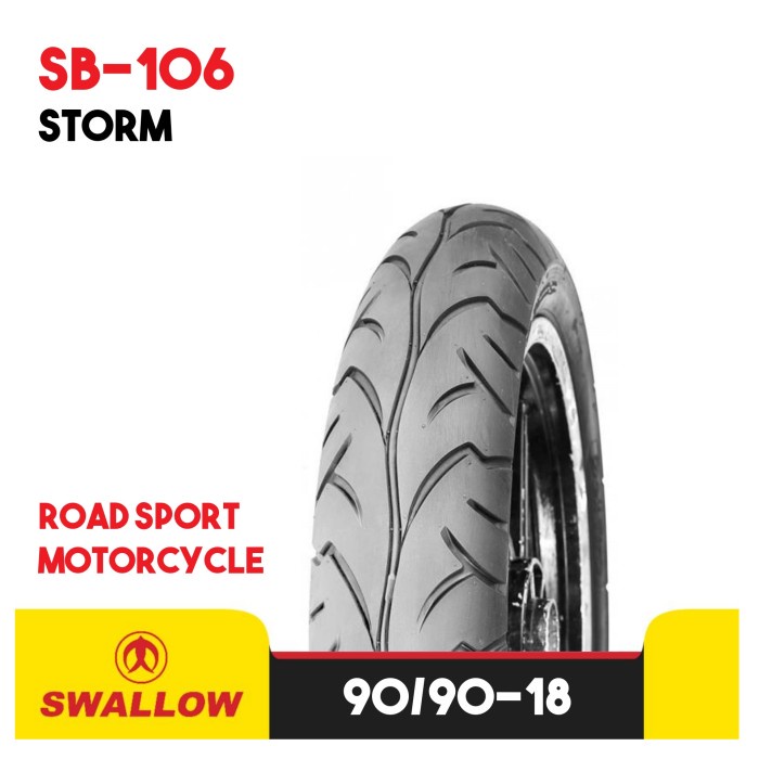 Ban Motor Swallow SB-106 Storm Ukuran 90/90 Ring 18 Tubeless Medium Compound