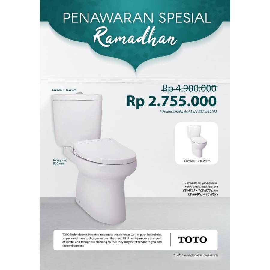 Jual Promo Kloset Duduk Toto Cw J Tcw S Komplit Dengan Eco Washer Shopee Indonesia