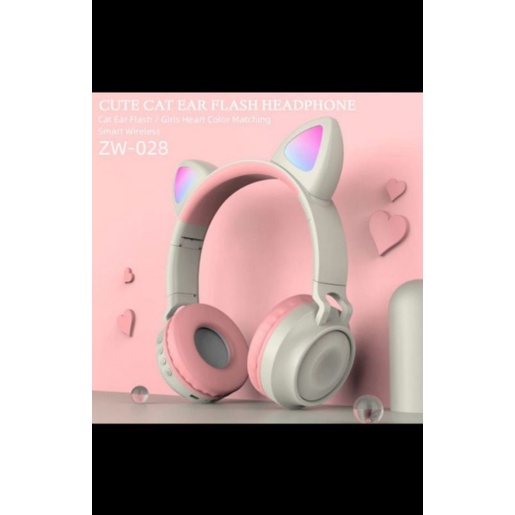Headphone gaming Bluetooth wireless cat ear-pink