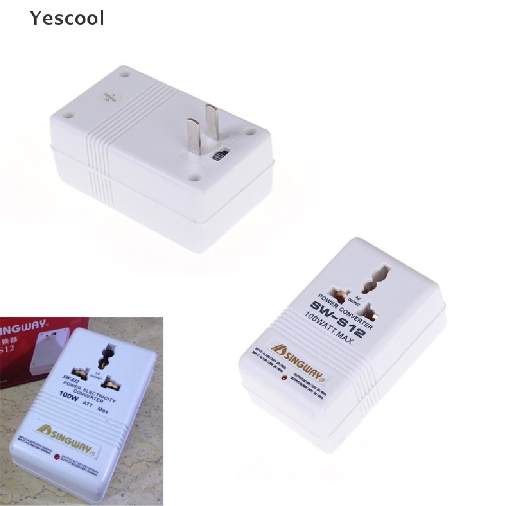 Yescool Adapter Konverter Step Up / down Tegangan 110v Ke 220v 100w Untuk Travel