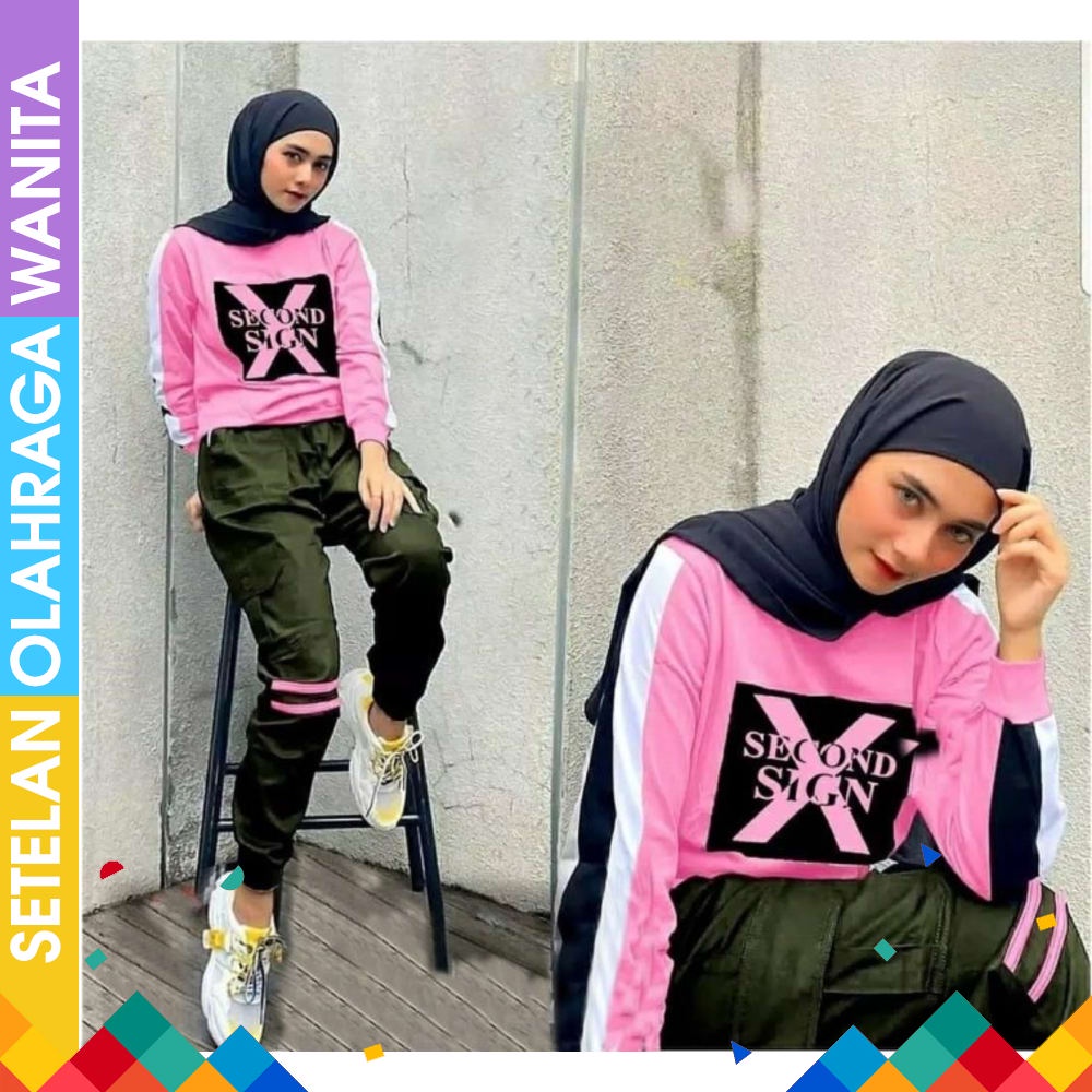 PROMO Baju Olahraga Muslimah Buntiq Red Persian Setelan Kaos Olahraga dan Celana Olahraga Muslimah