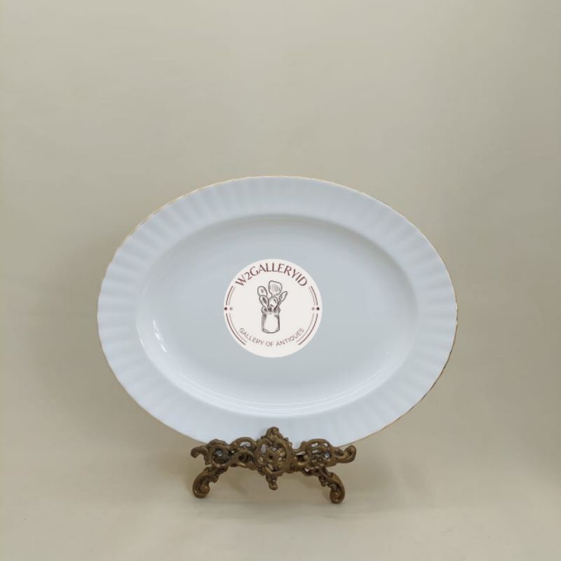 Royal Albert Val D'or Oval Plate/piring oval putih/lodor keramik putih