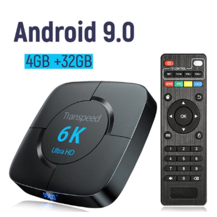 ANDROID TV BOX TRANSPEED 6K 3D ANDROID PIE 9.0 RAM 4GB ROM 32GB BT 4.0
