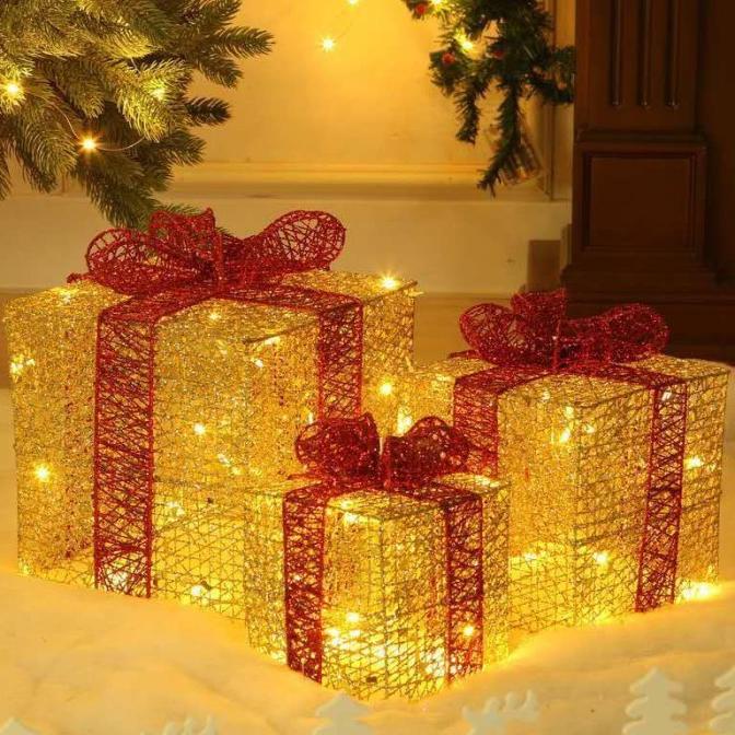 

SET 3PCS XMAS LED GIFT BOX / KOTAK KADO NATAL NYALA LAMPU CHRISTMAS DC452CD3