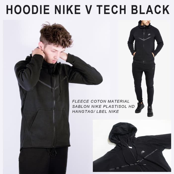 JAKET HOODIE NIKE TECH BLACK