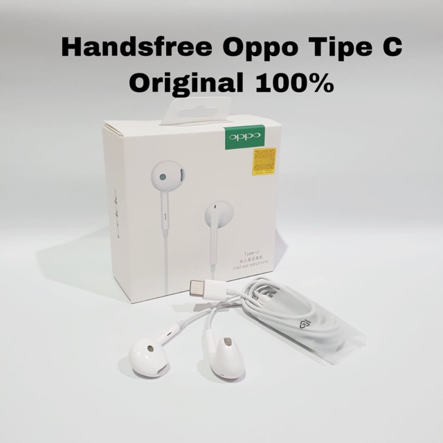 Headset OPPO Tipe C Original 100% Half Ear Earphone Handsfree OPPO Tipe C