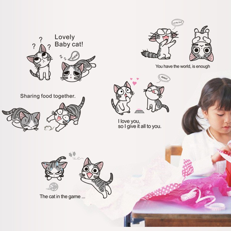 RELIZA WALL STICKER KUCING BABY CAT KITTEN HITAM ANAK AY7054 STIKER DINDING