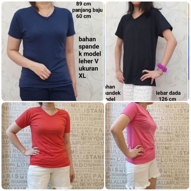 tgn pendek baju cewe V-Neck pendek ukuran XL