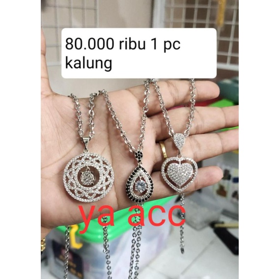 kalung titanium asli berlian 1/3