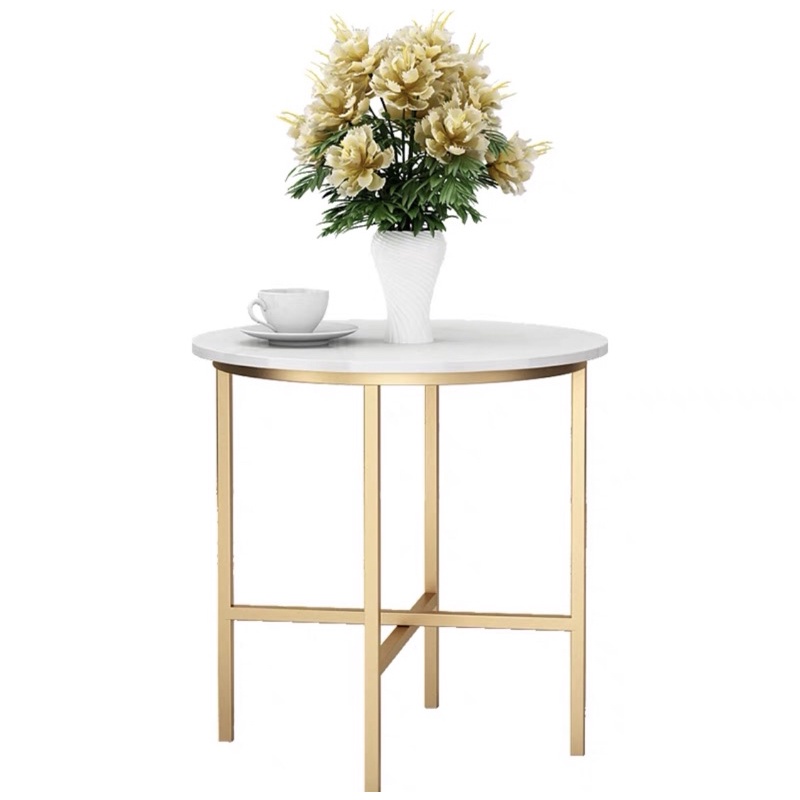 Corner Table / Side Table / Coffee Table Meja Marmer dengan Kaki Stainless Gold