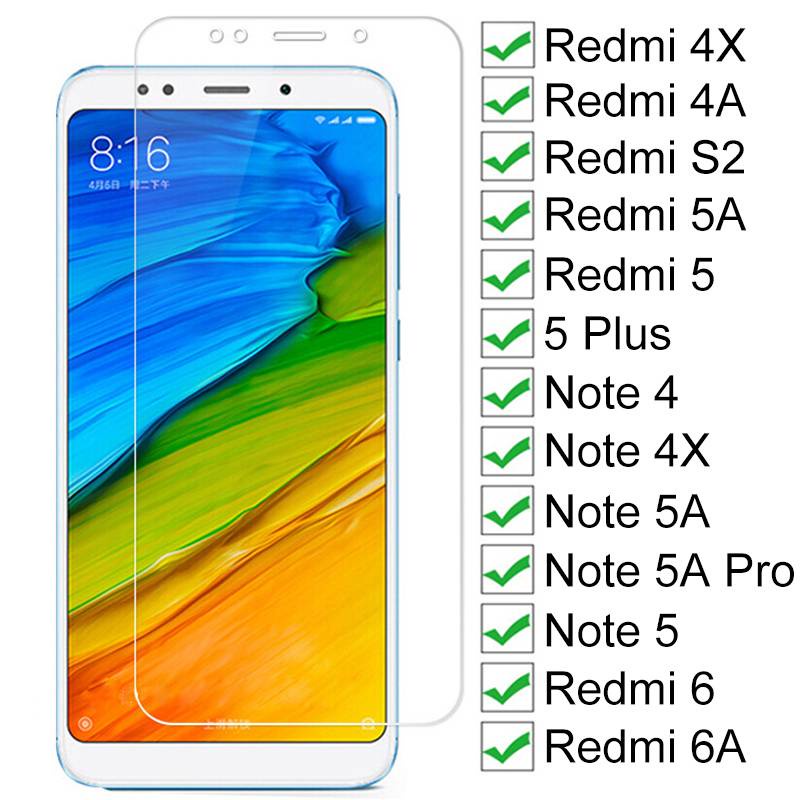 9H Tempered Glass For Xiaomi Redmi 5 Plus 5 5A S2 4A 4X 6 6A Screen Protector Glass Note 4 4X 5 5A 6 Pro Safety Protective Glass