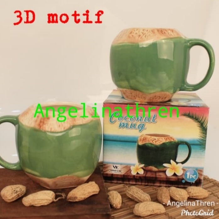 Gelas Kelapa 3D set 1pcs / Cangkir Kelapa 3D
