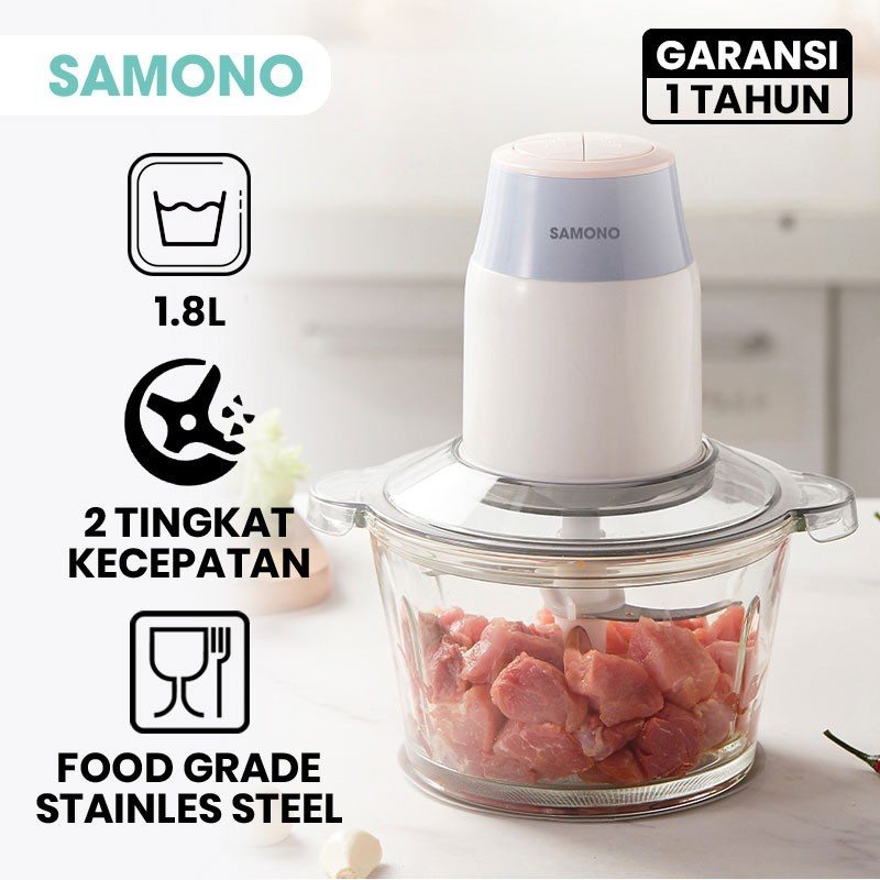 SAMONO Food Processor Chopper 1.8 L - SW-069 / SW-069 White Blue - SW-069S SW069 SW069s