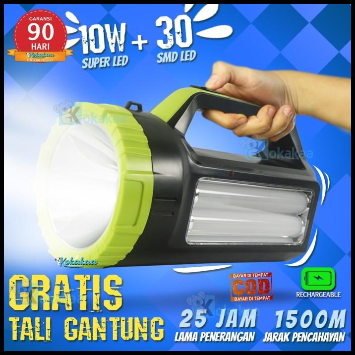 Surya Senter Jumbo Led 10 Watt 30 Smd Tahan 24 Jam Rechargeable