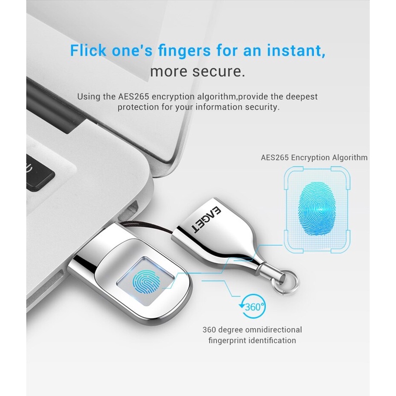 EAGET FU5 32GB - Fingerprint USB Flash Drive - Flash Disk Sidik Jari