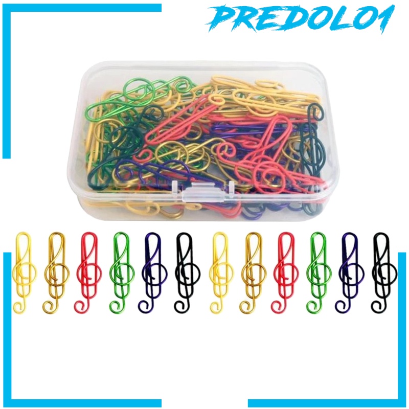 [PREDOLO1] 100Pcs TPE Coated Paper Clip Musical Notes School Paperclip Paper Clamp Clip