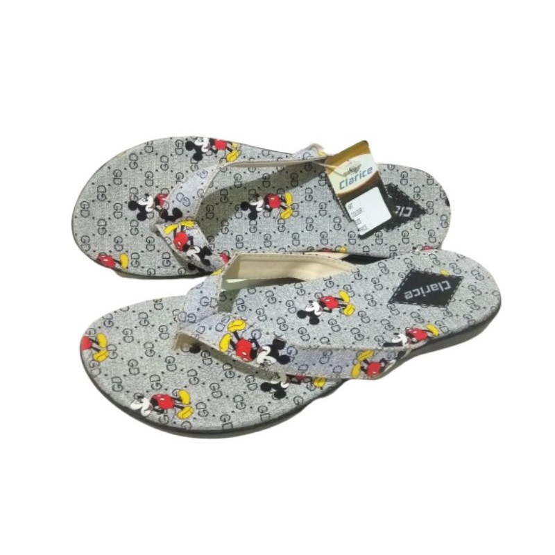 sandal wedges wanita jepit karakter mikey mouse