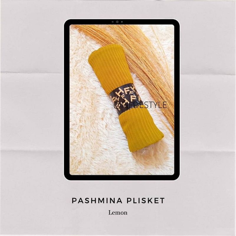 PROMO PASHMINA PLISKET/PASHMINA PLISKET FULL/Pashmina Plisket Diamond /Pashmina plated ORI SHINDY-Lemon