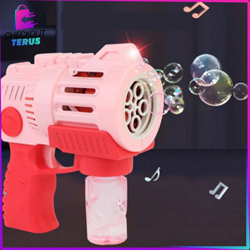 CT M138 Mainan Anak Bubble Gun 5 Mata Tembakan Gelembung Sabun Anak Mainan Pistol Air Dengan Musik