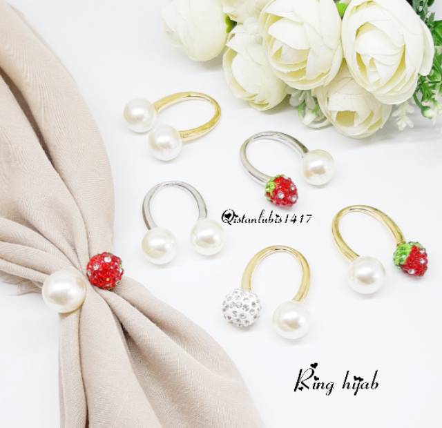 Mutiara ring hijab gold geser gambar