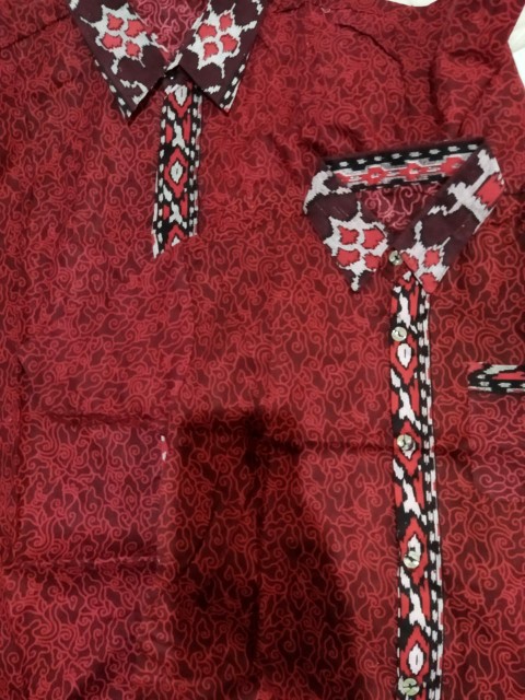 Batik Couple Keluarga Maura Couple Sania Ruffle Ori Ndoro Jowi Dnt Termurah Motif Mega Mendung Merah