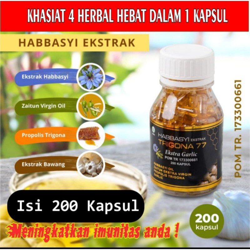 Habbatussaudah Propolis Trigona 77 Ekstra Garlic isi 200 Kapsul