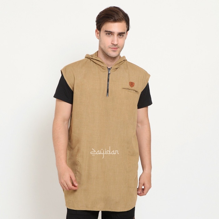 Sholat-Rompi- Zayidan Rompi Sholat Hoodie Muslim Pria - Khaki - Khaki, S -Rompi-Sholat.