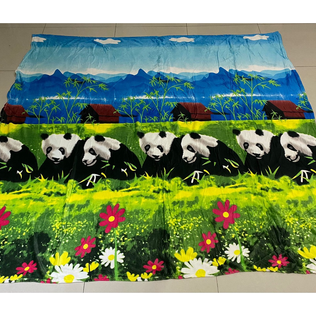 Selimut Bulu Halus Lembut Anak dan Dewasa Ukuran 200x200cm dan 180x200cm Kelinci Strawberry Cherry Bunga Unicorn Bear