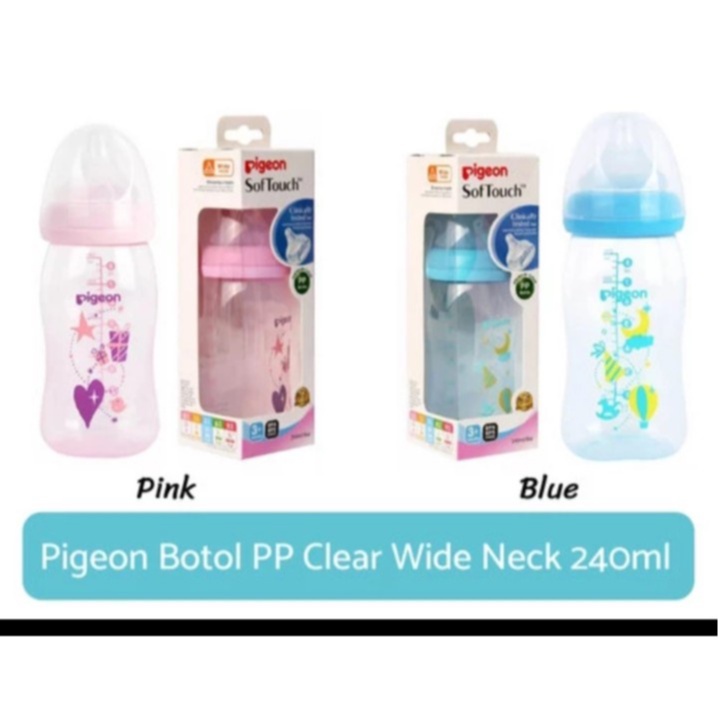 Pigeon Softouch Premium Clear PP Bottle - Botol Susu Pigeon Premium Clear Peristaltic Plus 240 / 160