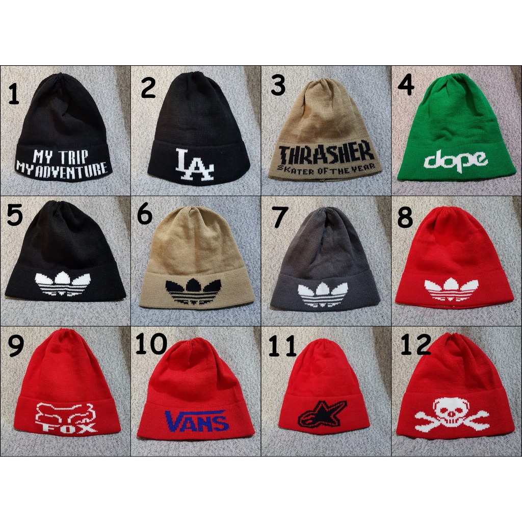 Kupluk beanie Rajut Tebal Polos allsize Dewasa RAFF-LOGO