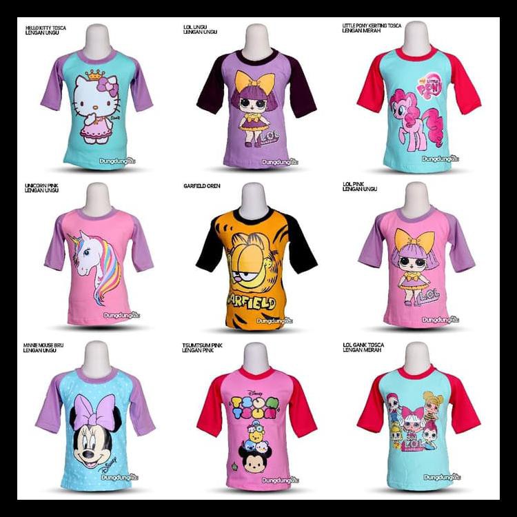 KAOS ANAK PEREMPUAN KARAKTER RAGLAN